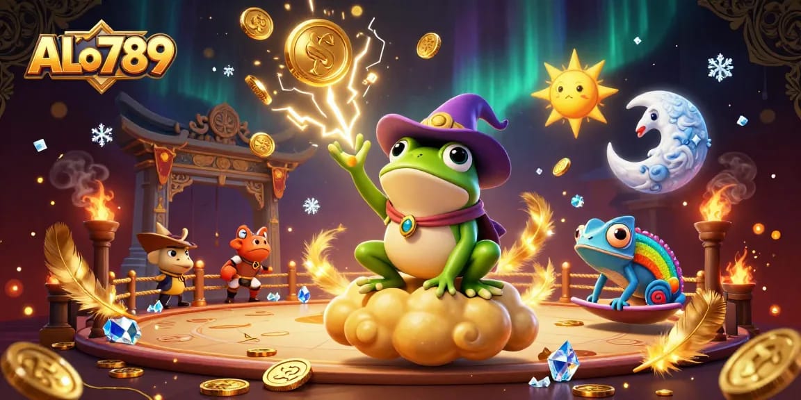 Experience the thrill of cockfighting with ALo789, where golden coins and dynamic action collide.
