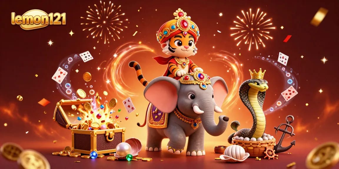 Engage in thrilling games with lemon121, featuring an elephant, maharaja, and dynamic treasure elements.
