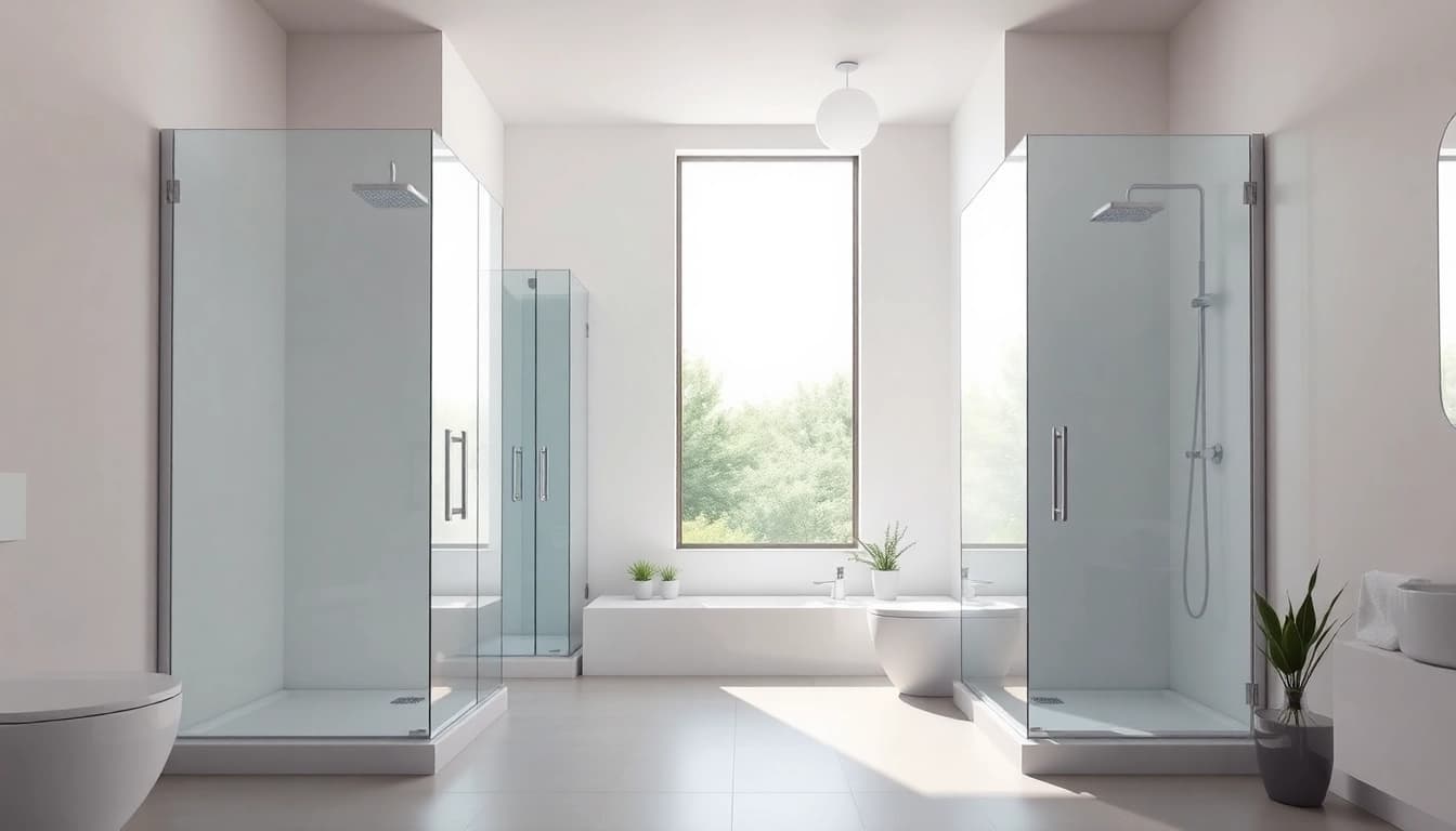 Experience elegant showers with modern design in a beautifully lit bathroom.