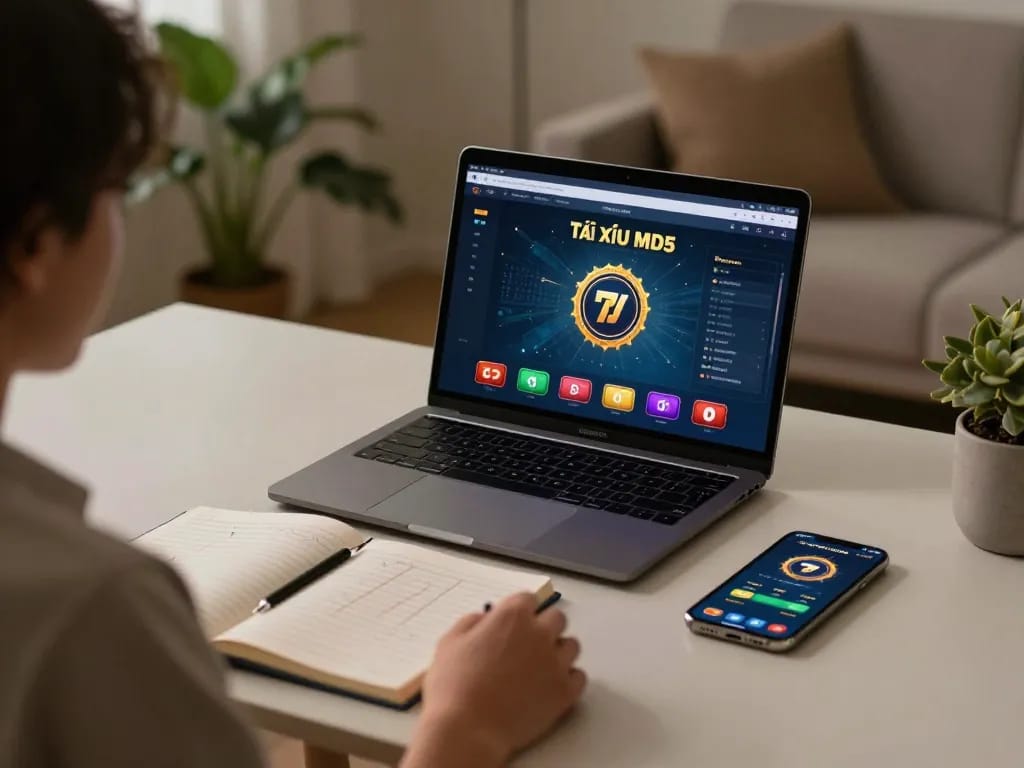Play Tài xỉu MD5 online with a cozy gaming setup showcasing strategies and betting