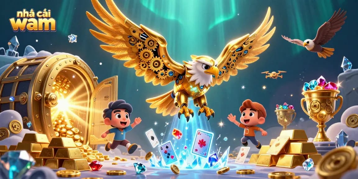 Experience thrilling casino moments at nhà cái vmax with captivating dancing eagle and treasures.