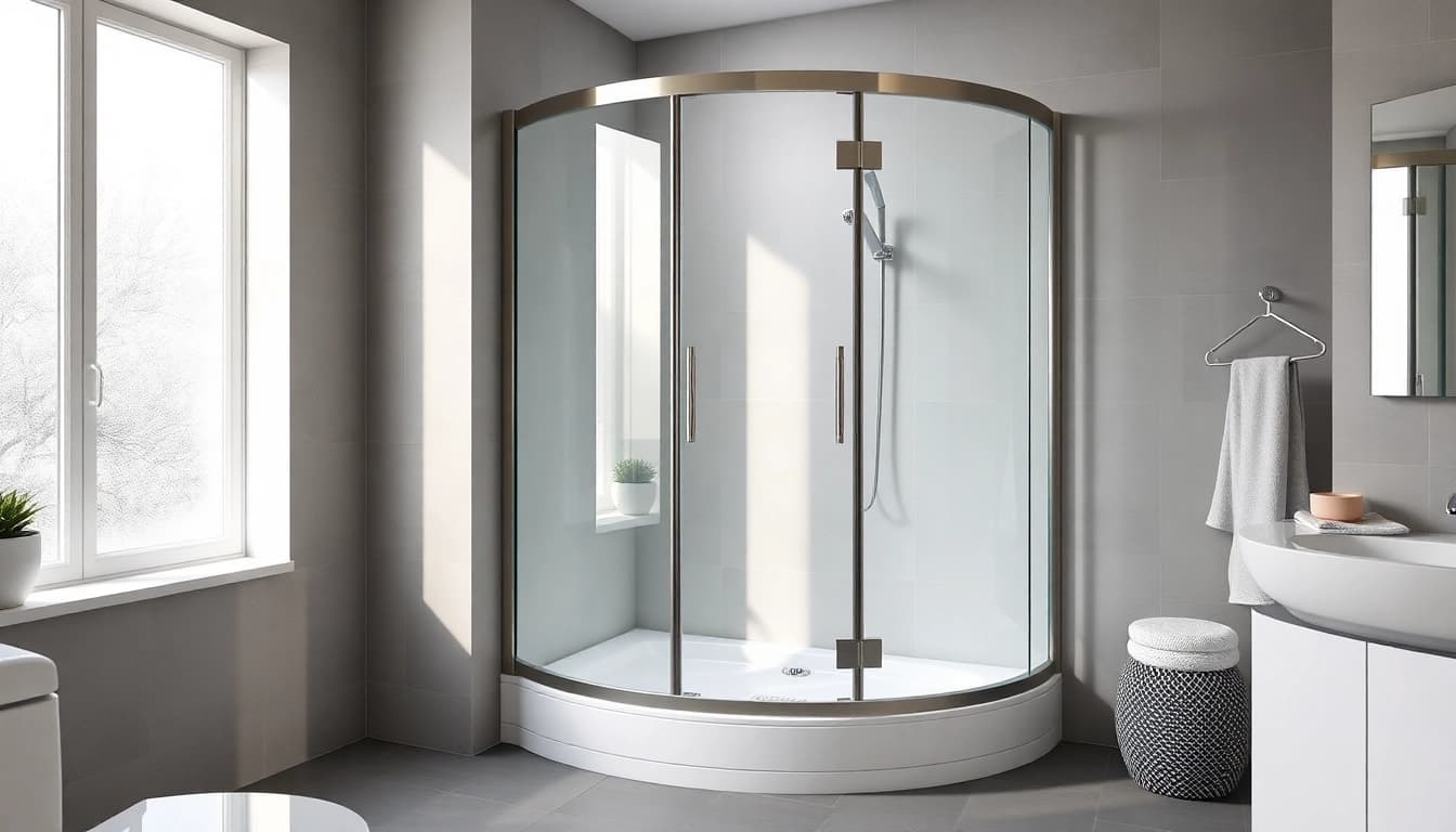 Elegante duschkabine 80x80 eckeinstieg in modernem Badezimmer mit natürlichem Licht.