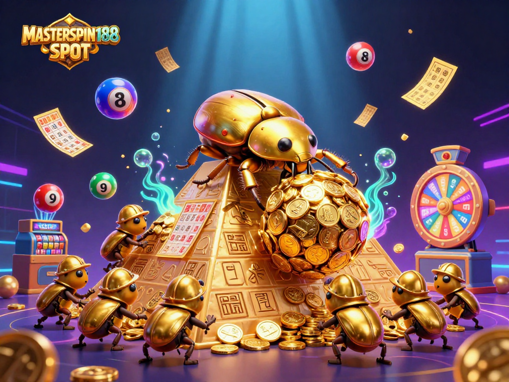 Spin the reels of MASTERSPIN188 SLOT with colorful elements and vibrant casino visuals.