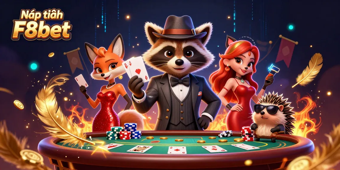 Experience Nạp tiền F8bet with a dynamic scene showcasing vibrant casino elements and characters.
