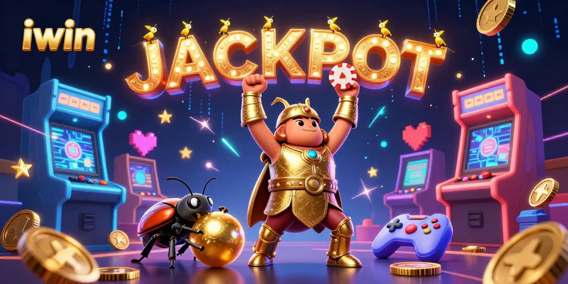 Experience the excitement of iwin casino gaming with vibrant 3D characters celebrating a jackpot.