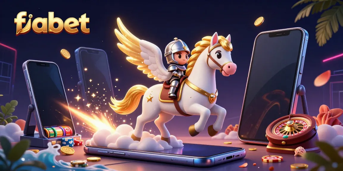 Experience the thrill of fabet with a magical 3D scene featuring a celestial horse and casino elements.