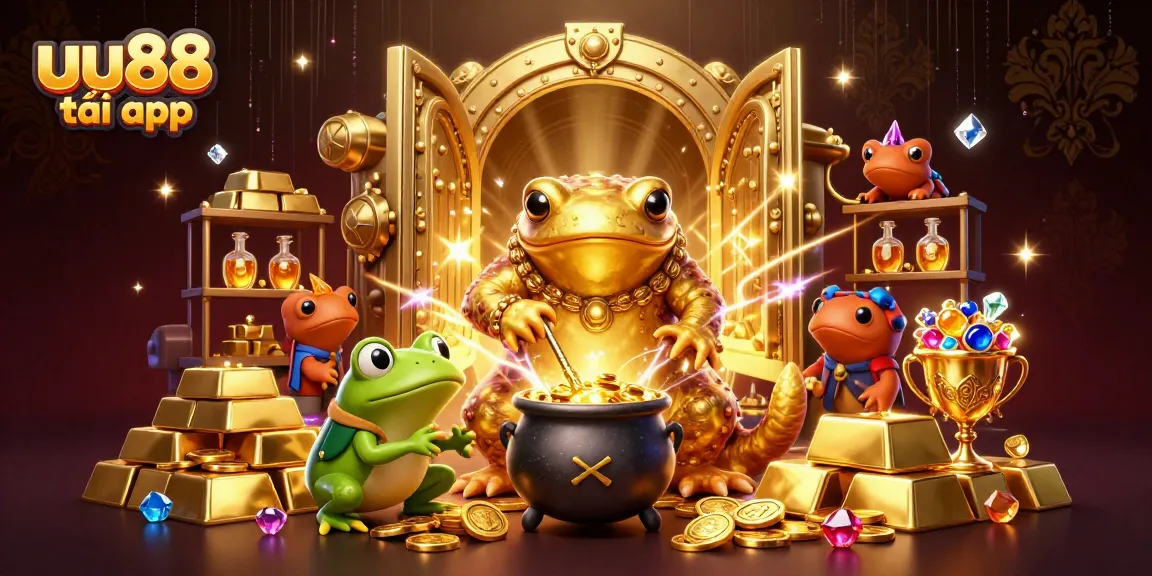 Experience slots and jackpots with uu88 tải app amidst gold coins and treasures.