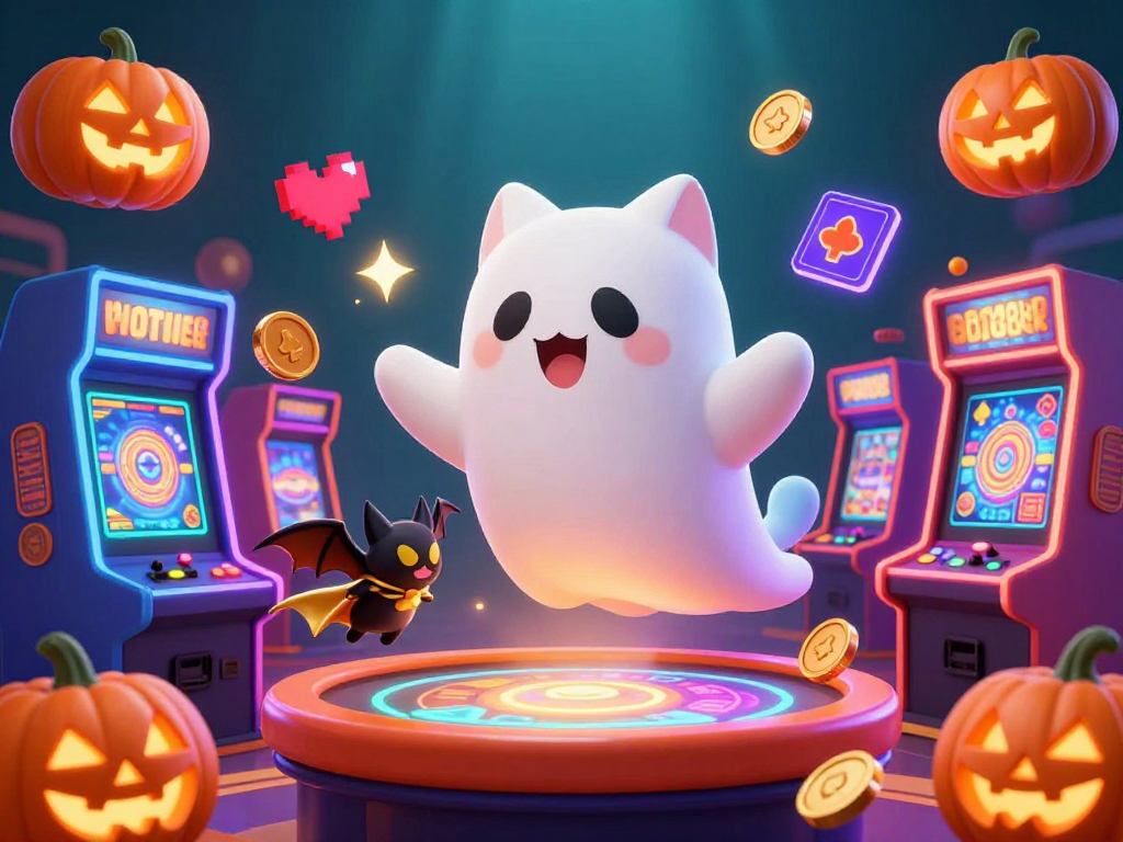 Engage with Go 88's vibrant gaming spirit in a lively casino scene featuring a ghost cat and bat.