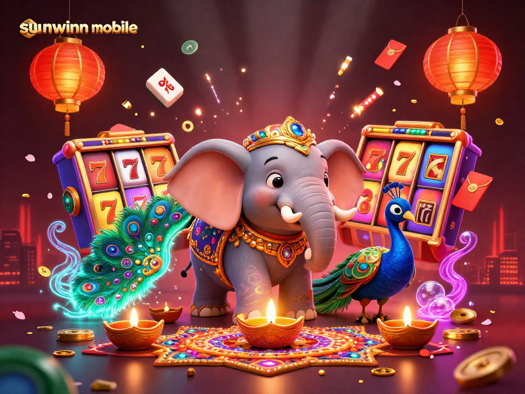 Spin the reels on sunwinn mobile with golden 3D elephant, celebrating wins in vibrant detail.