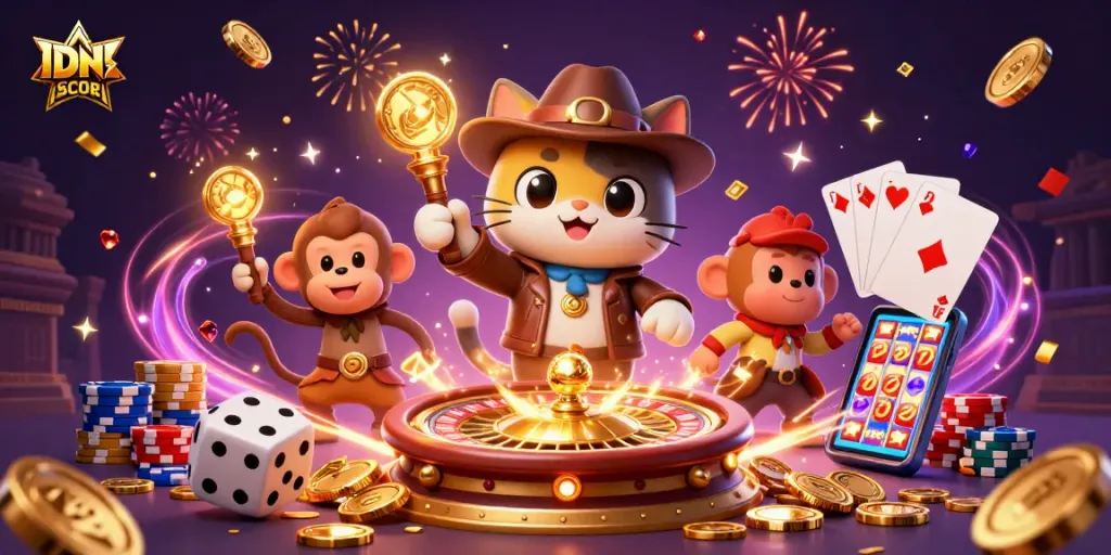 Unleash excitement with IDNSCORE as the cat archaeologist finds treasures in a vibrant casino.