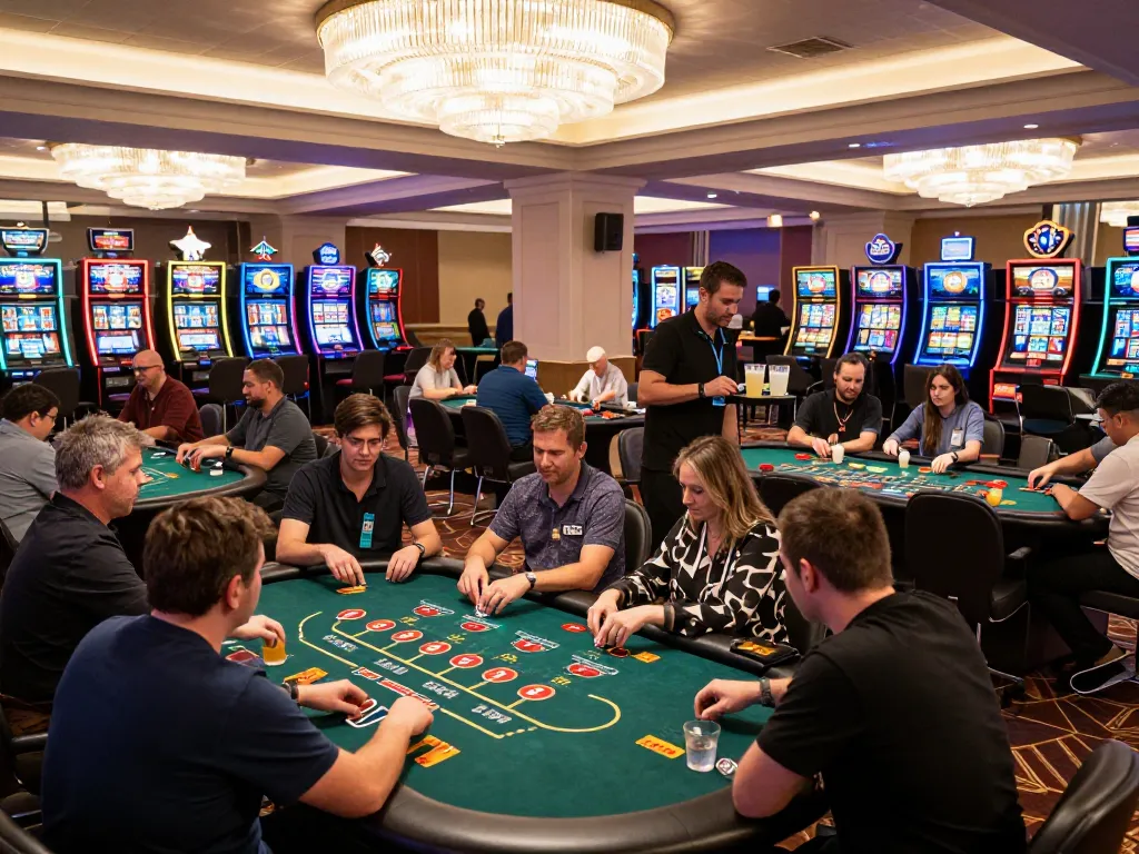 CM88 players engage in intense blackjack gameplay on a vibrant casino floor
