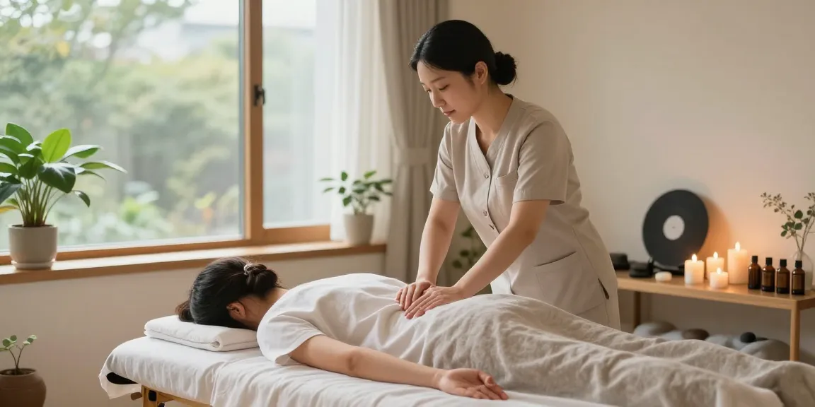 Relaxing 양천구출장안마 treatment in a serene wellness studio with natural light.