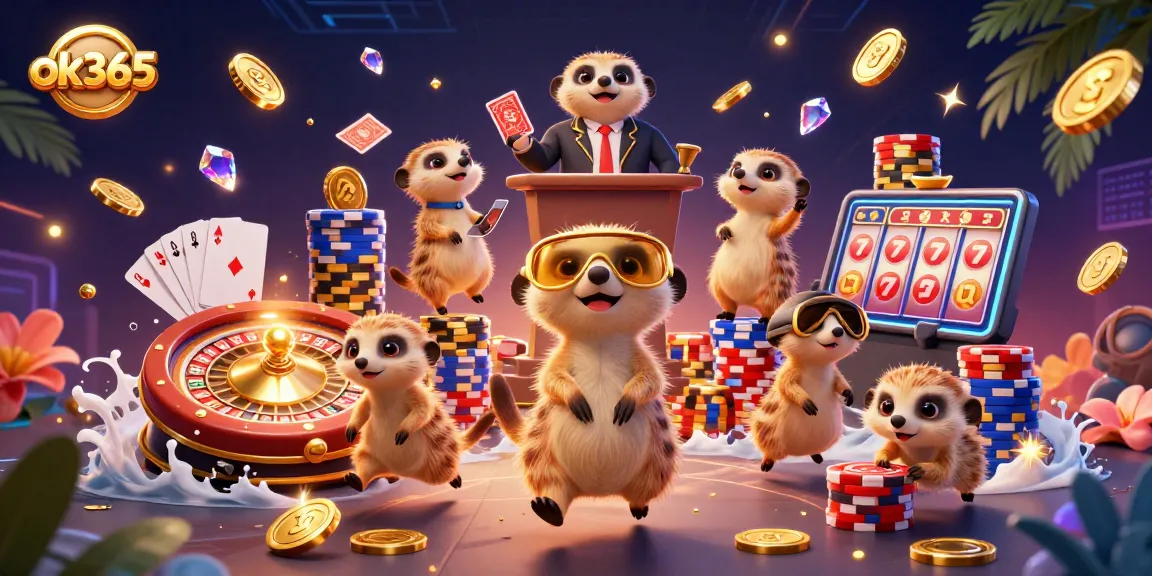 Play exciting games at ok365 with meerkats running a vibrant casino environment full of action.