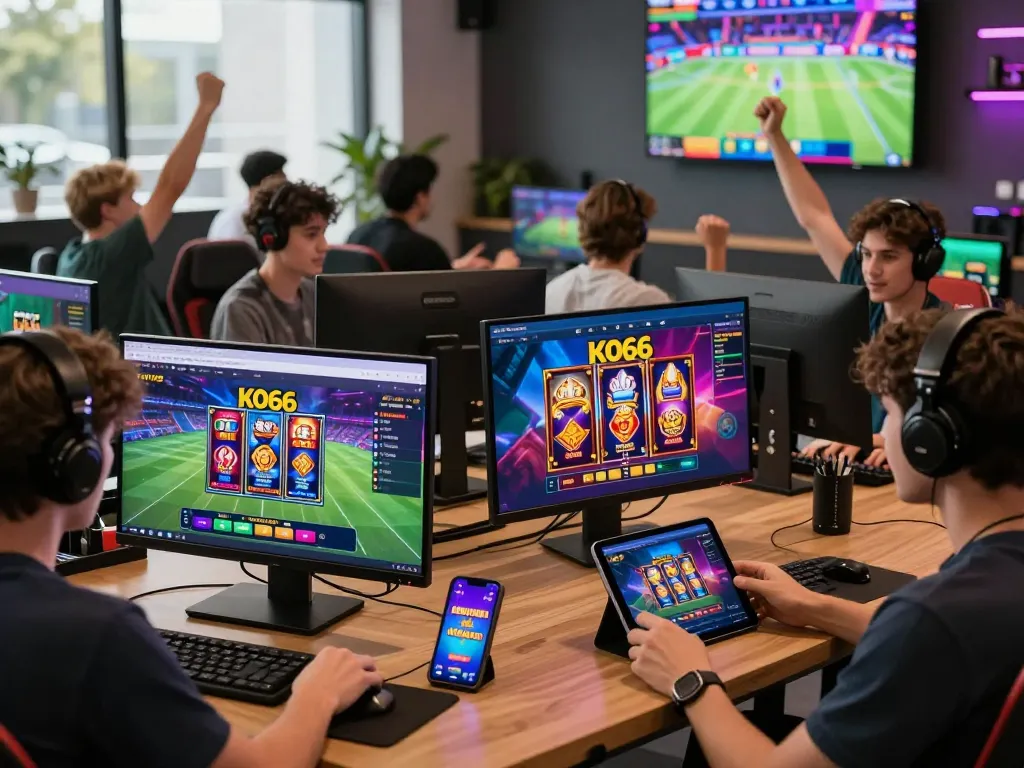 Players enjoying various games on KO66.com in a vibrant online gaming environment.