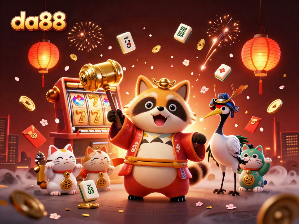 Experience thrilling gameplay at da88 with cheerful cartoon characters amidst vivid 3D casino elements.