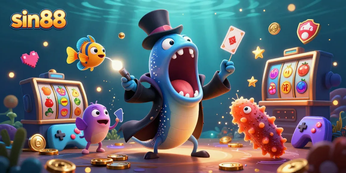 Experience sin88's vibrant world of gaming with colorful slot machines and enchanting sea creatures.