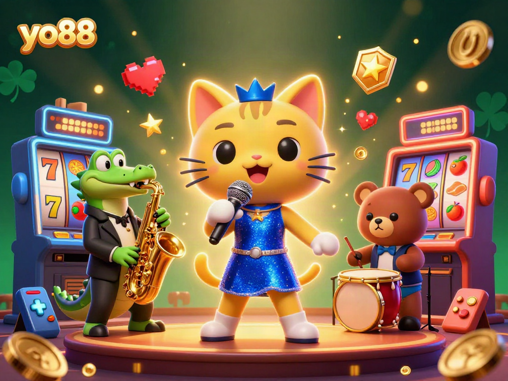 Join the fun at yo88 casino with vibrant slot machines and engaging characters!