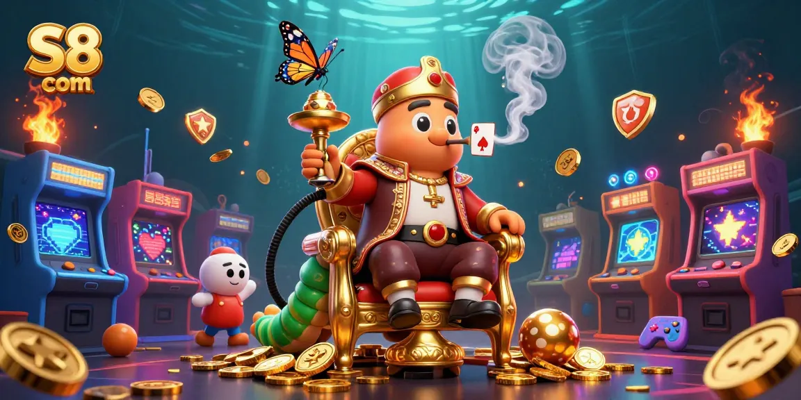 Experience excitement at S8 com with a captivating 3D casino scene featuring vibrant game elements.
