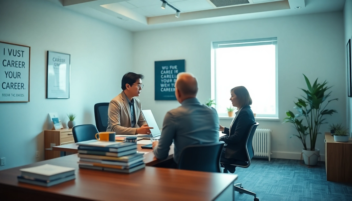 Learn how to find my perfect career with a professional advisor in a bright office.
