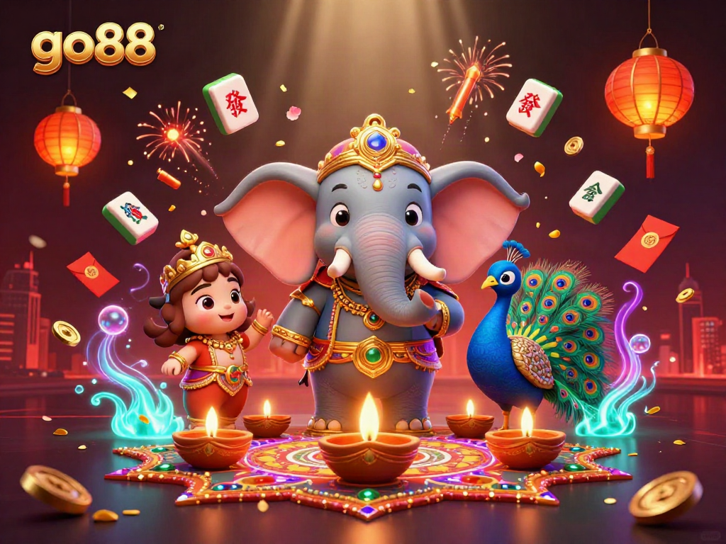 Experience exhilarating gaming action at go88 with vibrant characters and colorful casino elements.