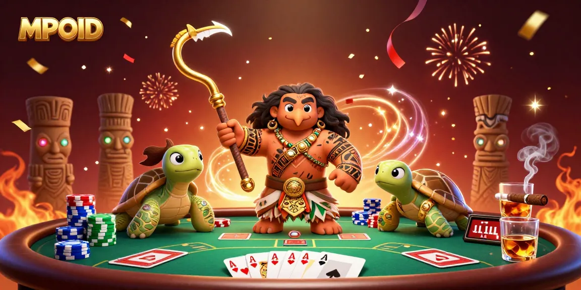 MPOID's vibrant illustration captivates poker enthusiasts with a demigod and treasure.