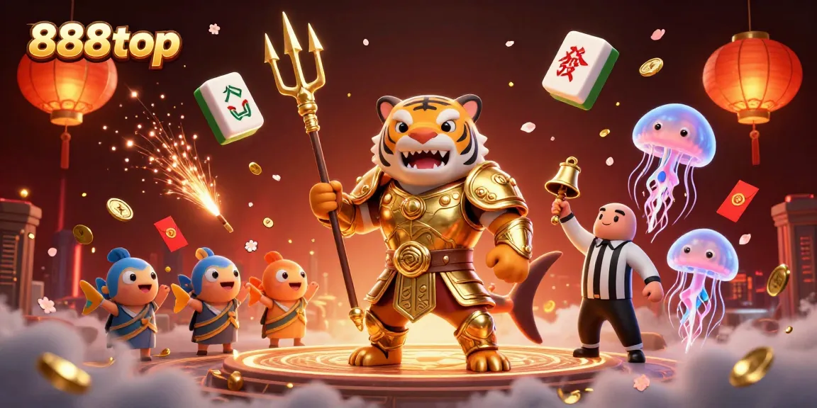 Engage with the thrilling world of 888top as a golden shark battles in a vibrant underwater casino.
