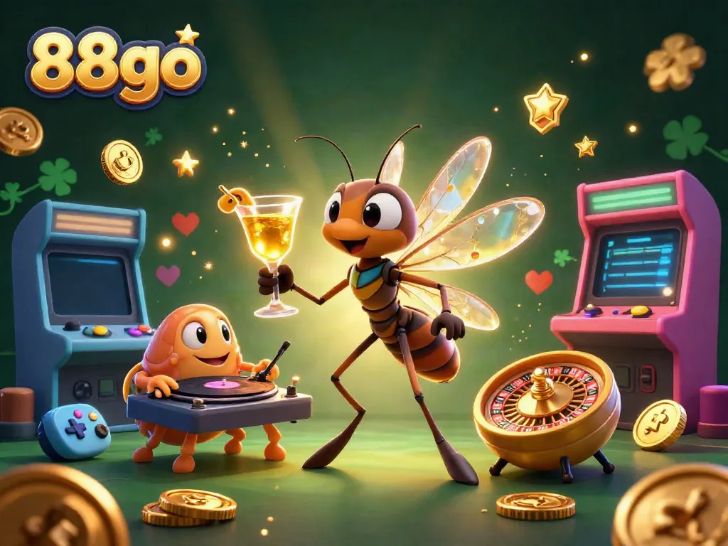 Engaging 88go casino scene featuring whimsical mascots and vibrant gaming elements.