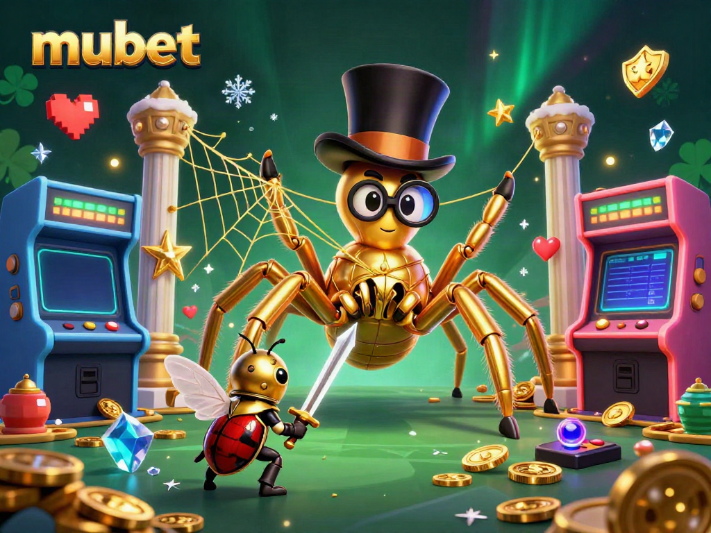 Experience thrilling casino adventure with mubet as characters weave luck in a stunning 3D illustration.