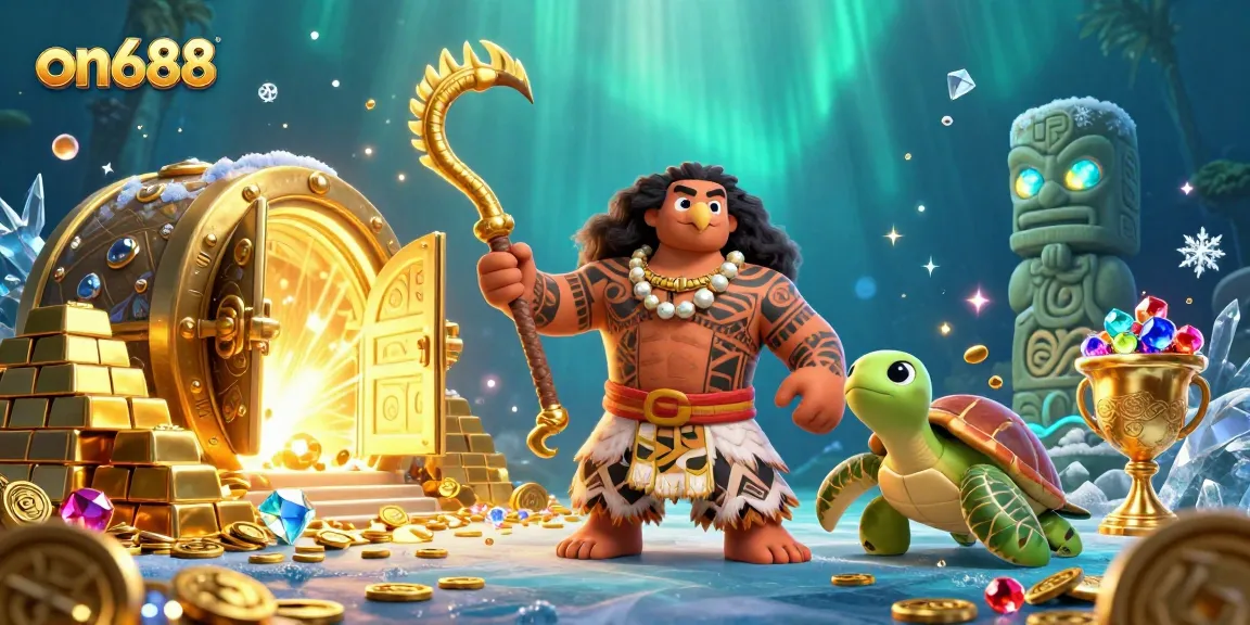 Win at on688 with a Polynesian demigod and treasure bursting with gold and jewels.