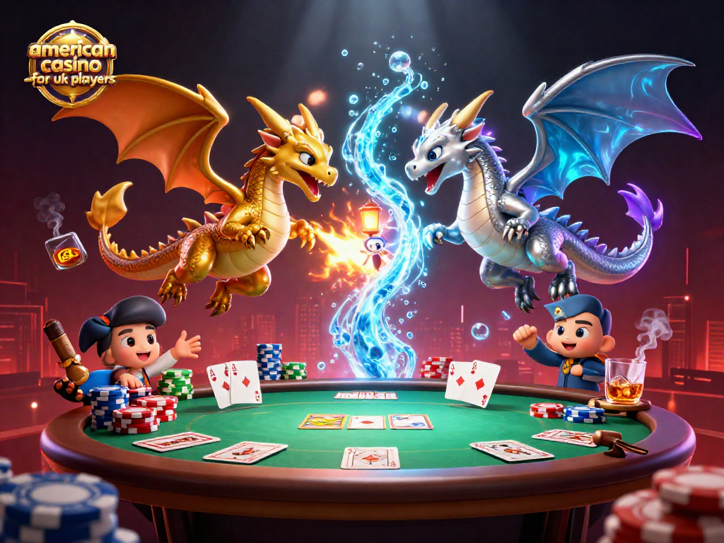Engage with the thrilling world of an american casino for uk players featuring dynamic dragons and vibrant casino elements.