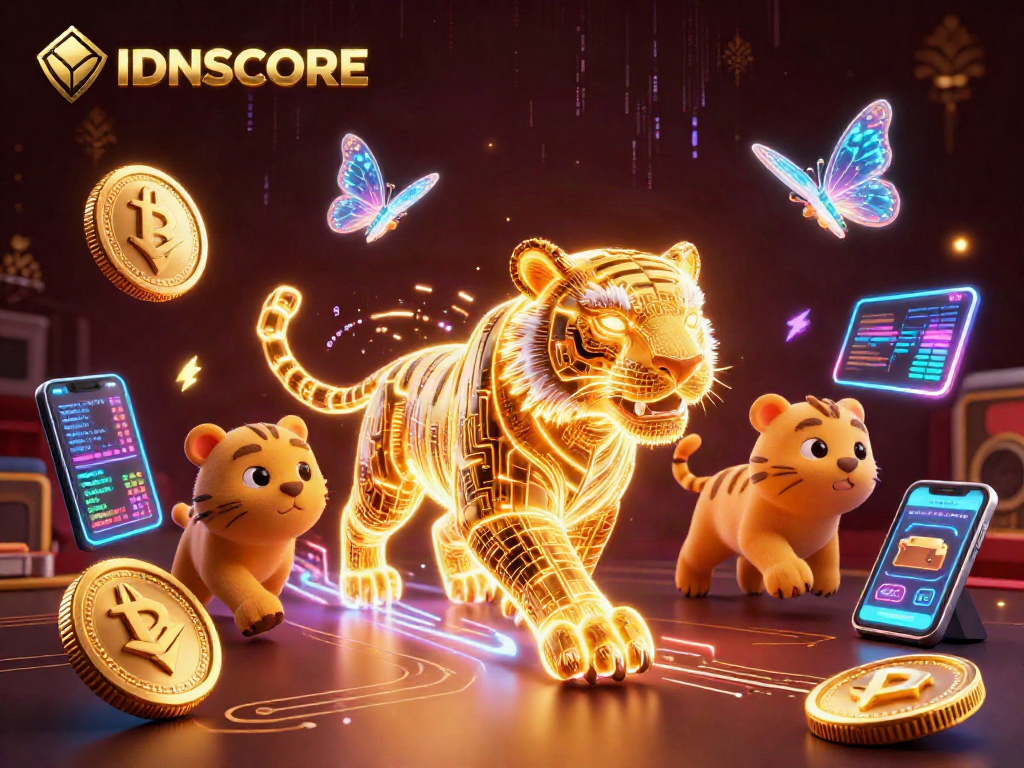 Experience the excitement of IDNSCORE betting with dynamic graphics and cryptocurrency themes.