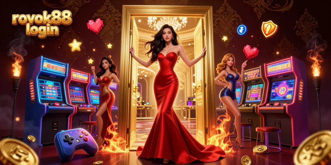 Play and win with rokok88 login, featuring a beautiful woman in a VIP casino setting.