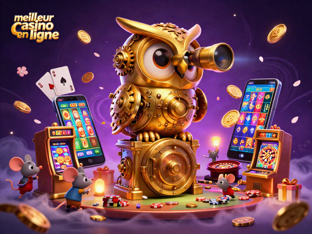 Jouer au meilleur casino en ligne avec une horloge en or et des machines à sous en arrière-plan