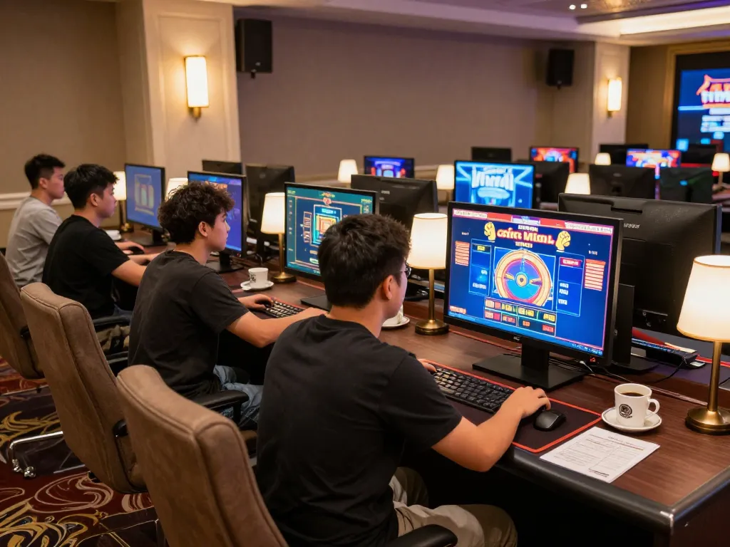 Engaging gameplay at an online casino featuring exciting slot gacor viral games on multiple screens