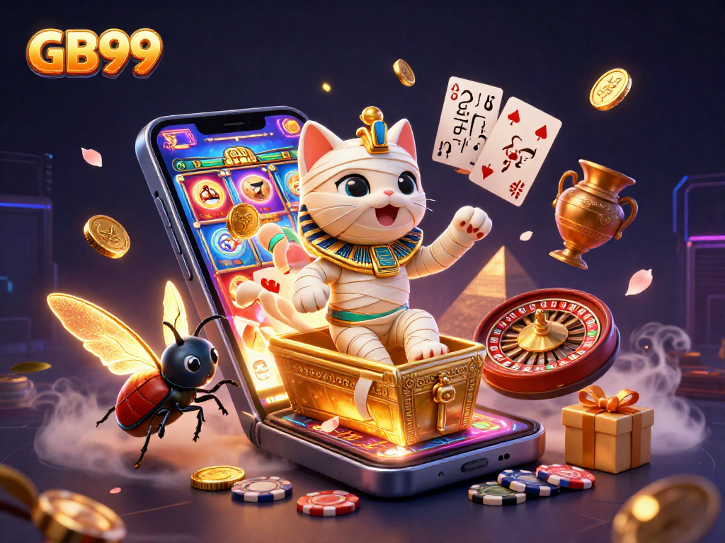 Experience thrilling gameplay at GB99 with a vibrant 3D Egyptian memento bursting with excitement.