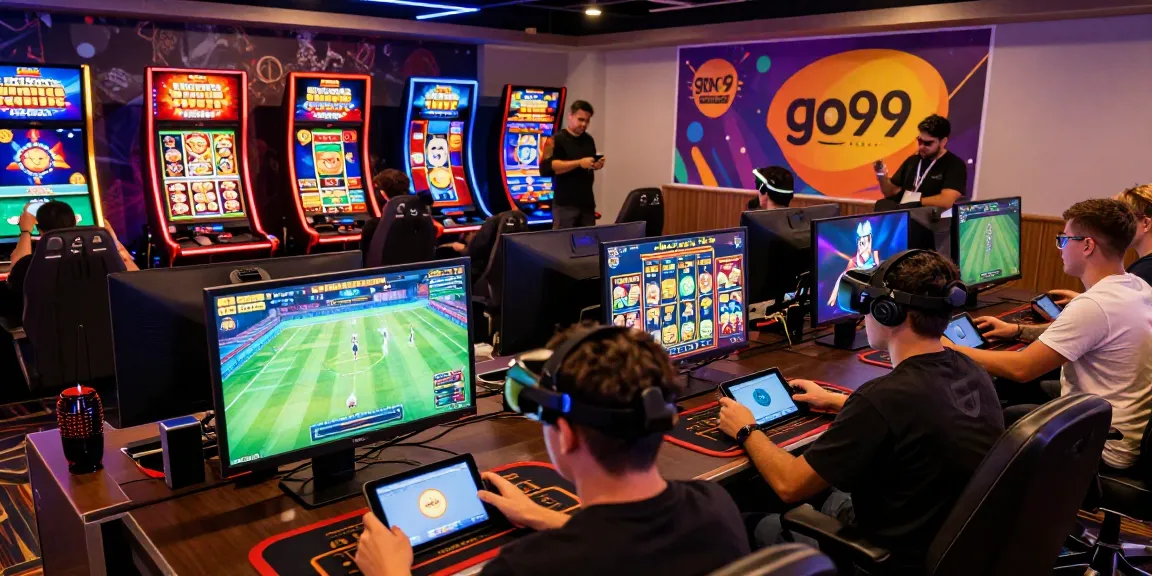 Engaging online gaming lounge scene showcasing go99 interactive casino games.