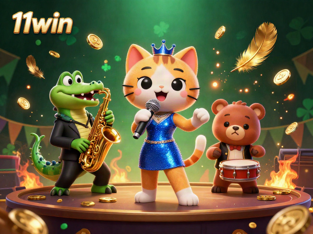 Experience the thrill of 11win with vibrant casino scenes featuring animated characters.