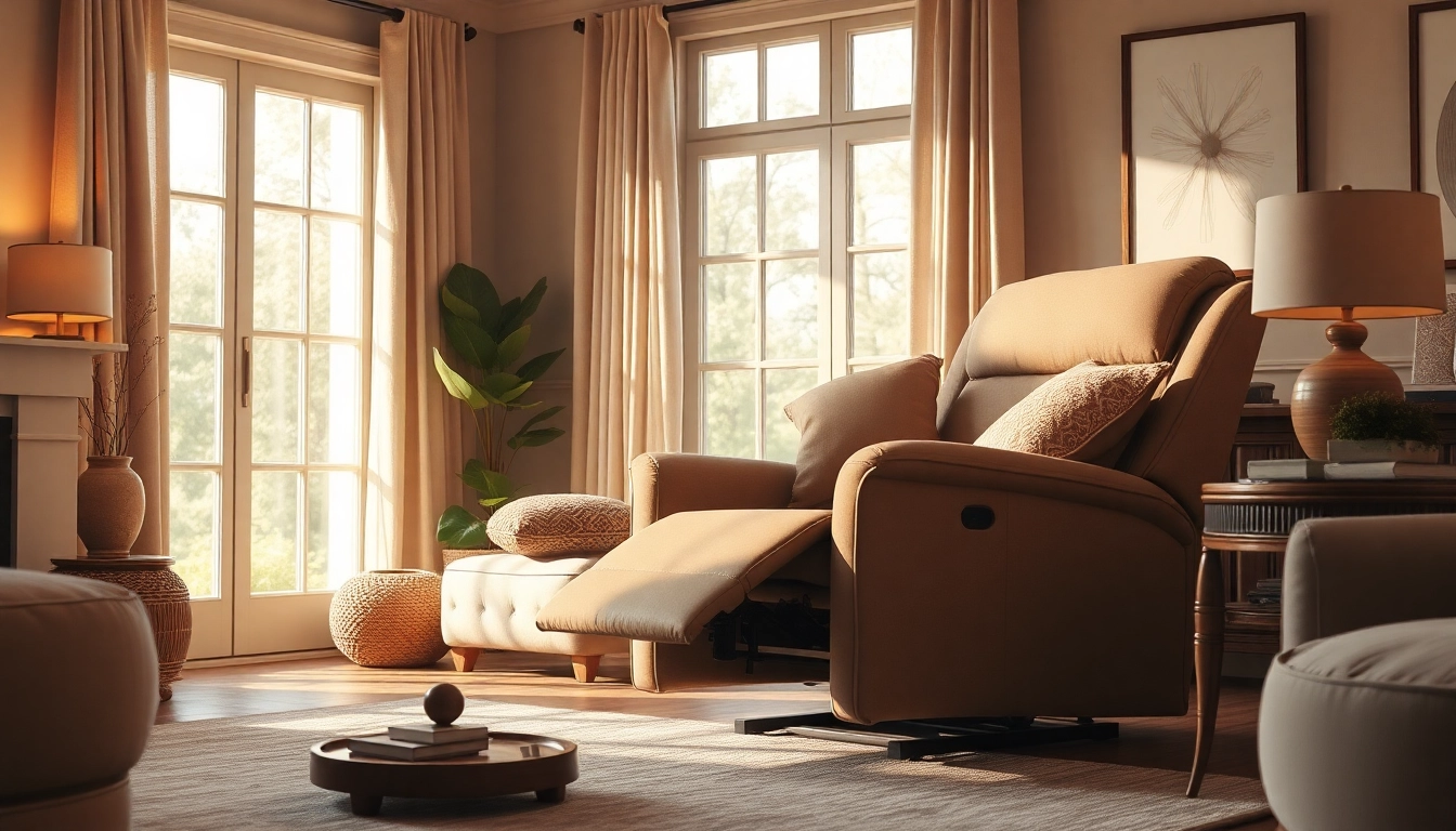 Relax in a stylish lift recliner chair designed for comfort and elegance in a cozy living room.