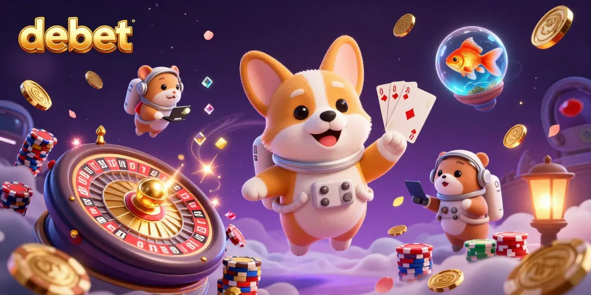 Experience debet gameplay with a vibrant 3D scene featuring playful casino characters and dynamic elements.