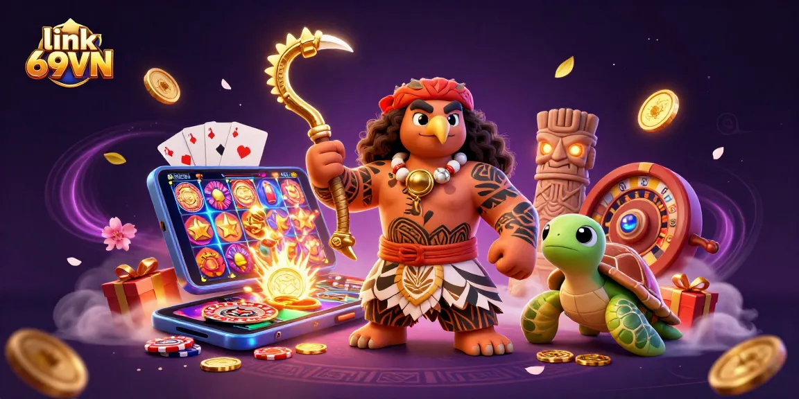 Experience the thrill of the casino with link 69VN, featuring dynamic characters and vibrant slot games.