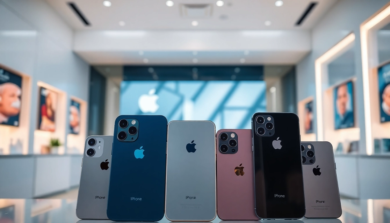 iPhone Cash Buyer showcasing multiple iPhones for sale in a vibrant, professional setting.