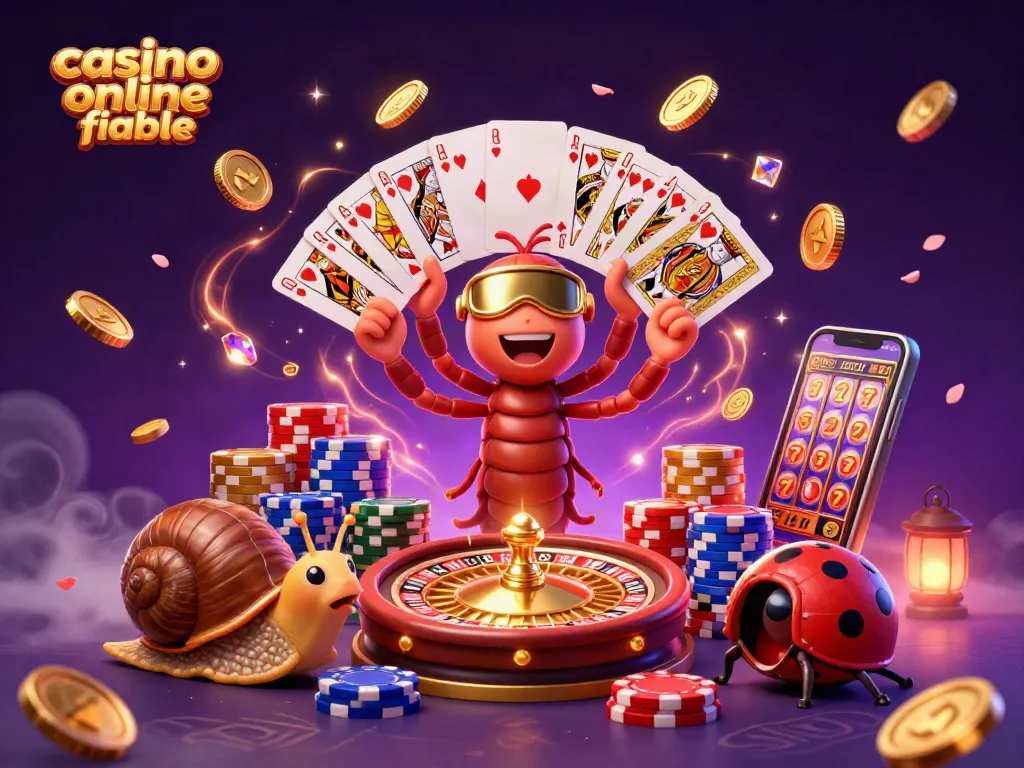 Disfruta en el casino online fiable, donde un caracol jugador empuja fichas mientras las cartas vuelan.