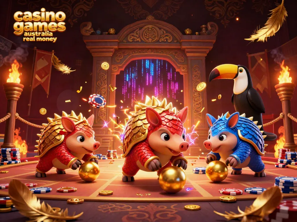 Engage in thrilling casino games Australia real money with cartoon pangolins in an exciting arena.