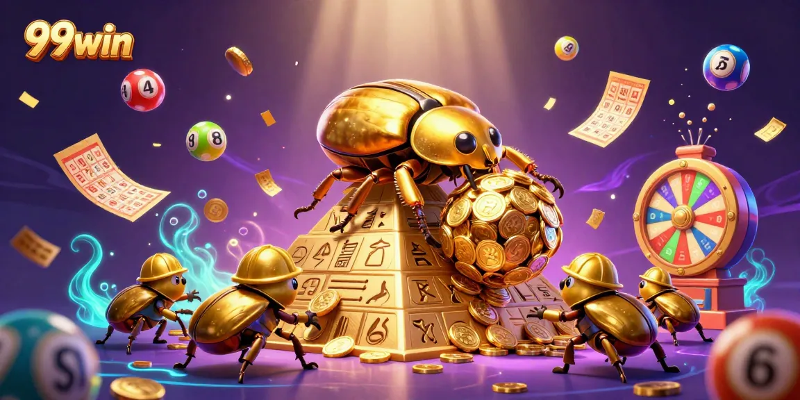 Experience thrilling wins with 99win's vibrant casino-themed illustration showcasing dynamic gaming elements.