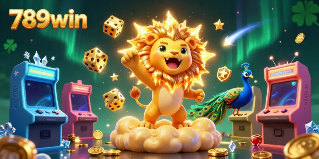 Experience the excitement of 789win with a dynamic 3D casino scene featuring colorful game elements.