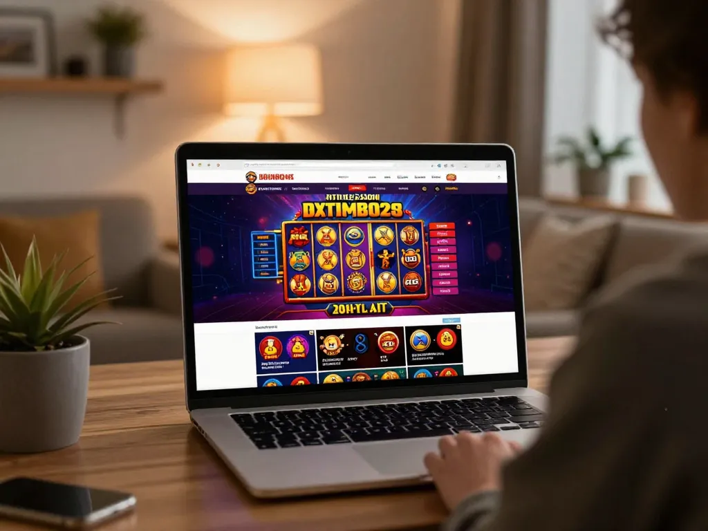 Engaging online casino homepage showcasing vibrant game options and cozy atmosphere