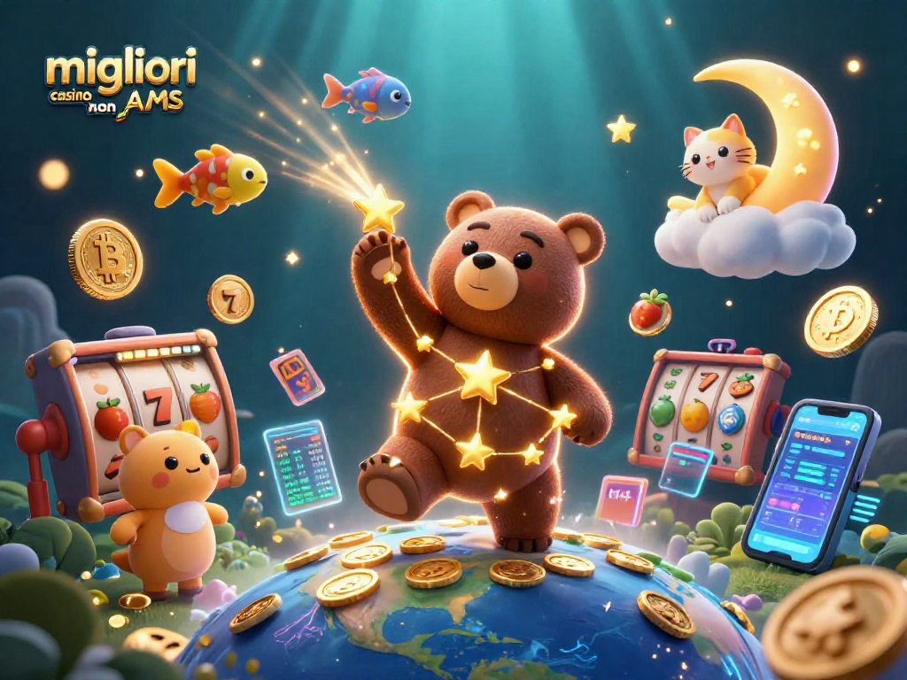 Gioca e vinci nei migliori casino non AAMS con simboli di slot e monete crypto luminosi.