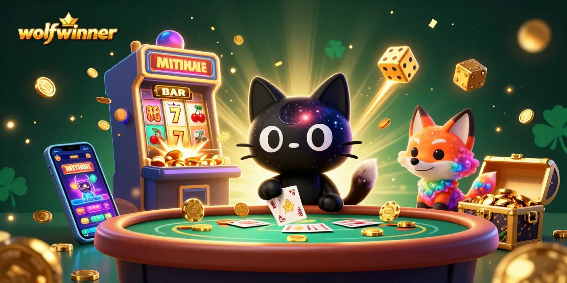 Experience the thrill of wolfwinner with a cosmic casino scene filled with colorful characters and exciting game action.