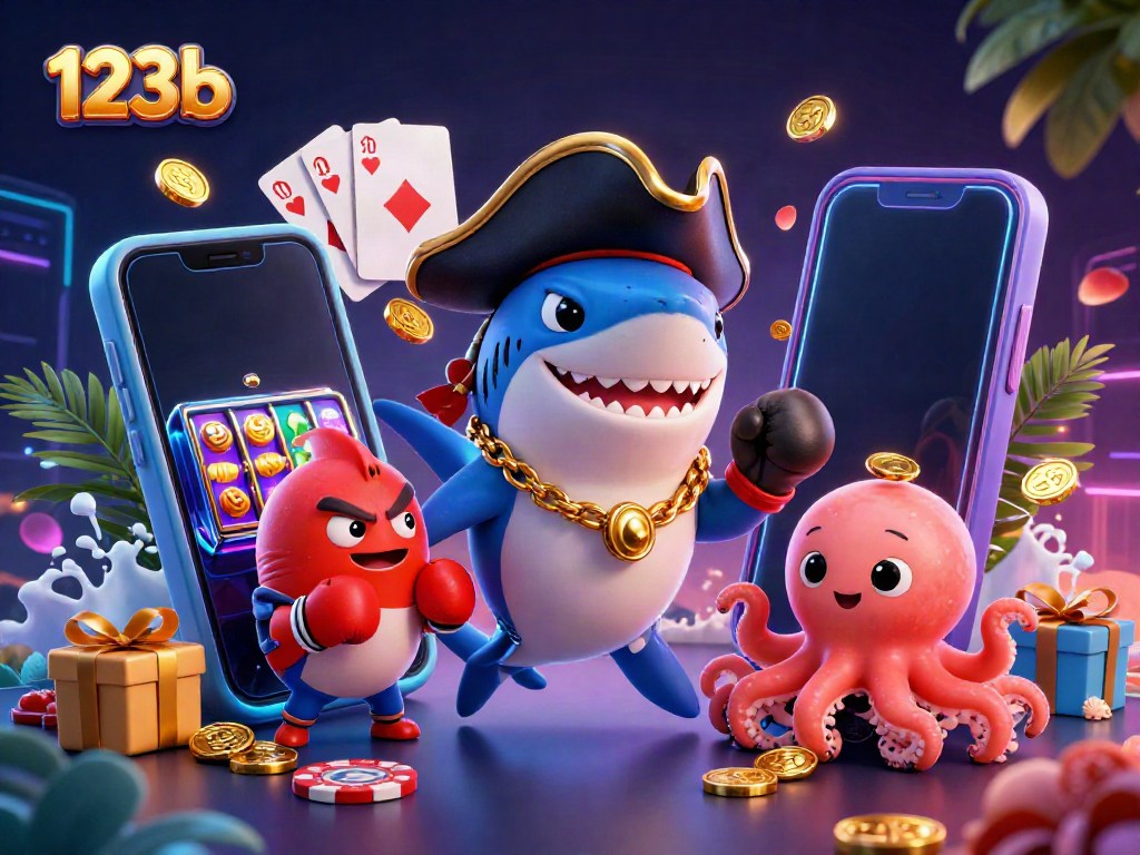 Engage in thrilling gaming excitement with 123b's colorful slot games and vibrant characters.
