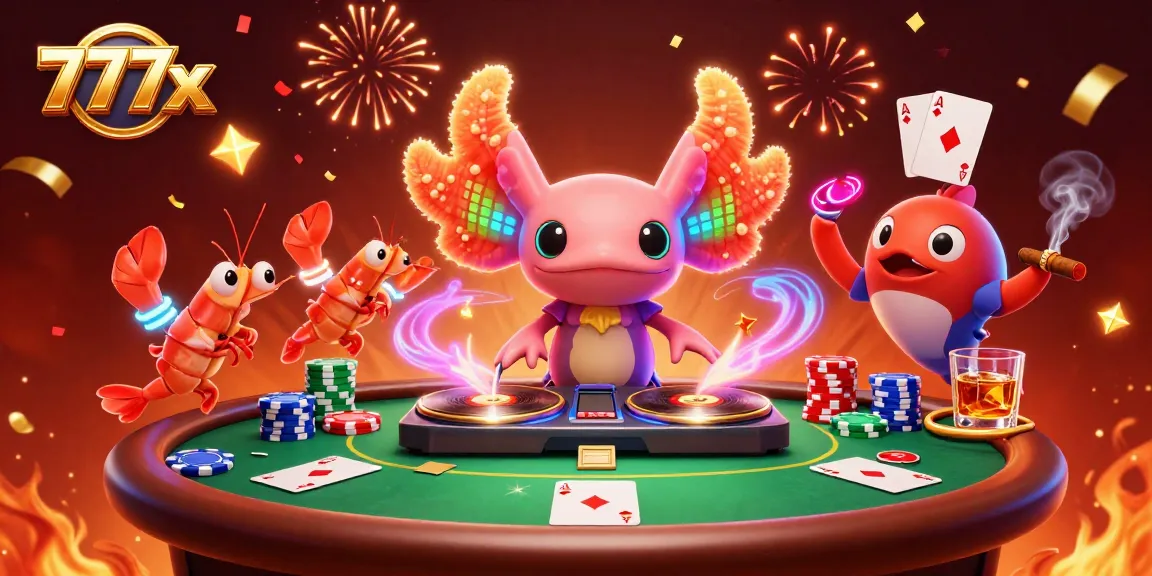 Spin the 777x roulette wheel with colorful creatures and a dynamic casino atmosphere!